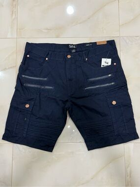 rebels Black Men's Cargo Shorts with Zip and Flap Pockets